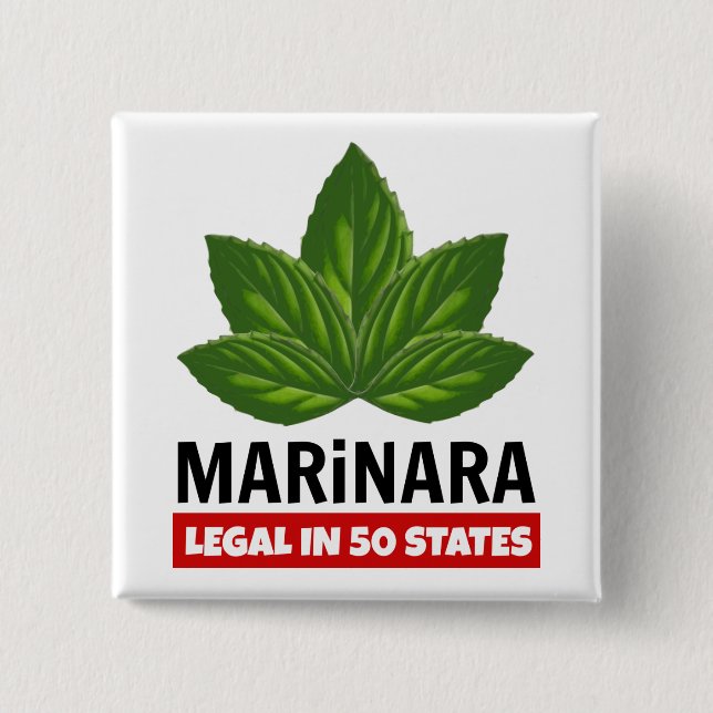 Marinara Legal 50 States Basil Blätter Food Spaß Button (Vorderseite)