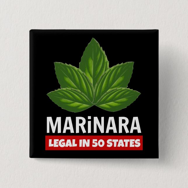Marinara Legal 50 States Basil Blätter Food Spaß Button (Vorderseite)