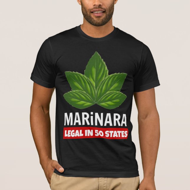 Marinara Legal in 50 Staaten Basil-Blätter T-Shirt (Vorderseite)