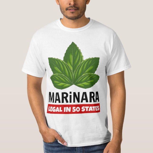 Marinara Legal in 50 Staaten Basil-Blätter T-Shirt (Vorderseite)