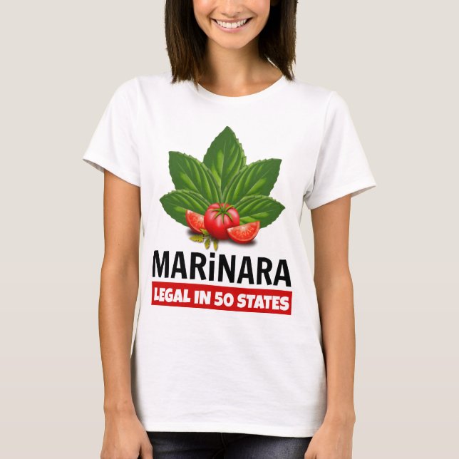 Marinara Recht in 50 Staaten Basil und Tomaten T-Shirt (Vorderseite)