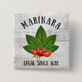 Marinara Recht seit 1692 Basil Blätter Tomaten Button