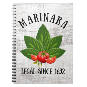 Marinara Recht seit 1692 Basil Blätter Tomaten Notizblock