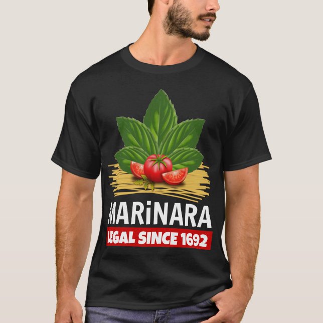 Marinara Recht seit 1692 Basil Tomaten Spaghetti T-Shirt (Vorderseite)