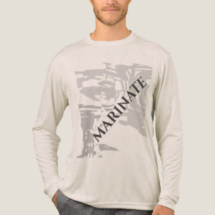 "Marinate" Holzkohle Gray Island Print Pattern Tri-Blend Shirt