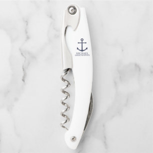 Marinblaue Anker-Personalisierung für Trauzeugen Kellnermesser