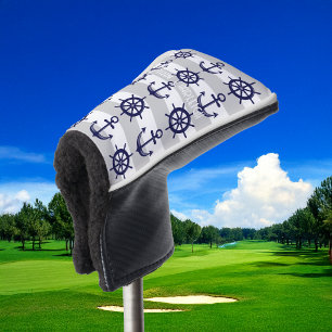 Marinblaue Anker-Schiffsrad-Weiß gestreifte Seefah Golf Headcover