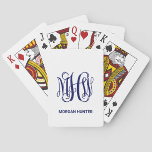 Marine 3 Anfangsbuchstaben Reben-Schrift Monogramm Spielkarten