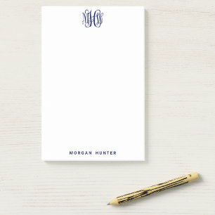 Marine 3 Anfangsreben-Schrift-Monogramm DIY BG Post-it Klebezettel