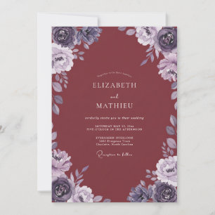 Marine Amethyst Wasserfarben Hochzeit Einladung