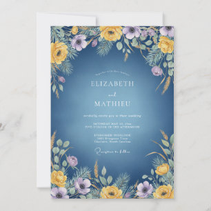 Marine-Amethyst-Wildflower-Hochzeit Einladung