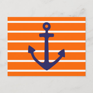 Marine Anchor auf Orange Stripe Postkarte