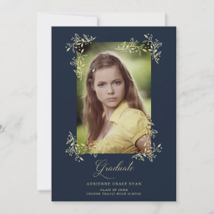 Marine anspruchsvolle Flourish-Foto-Absolvent Einladung