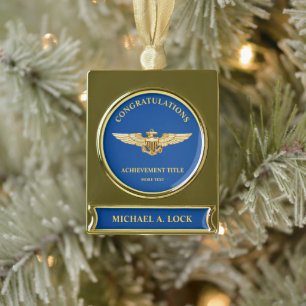 Marine Aviator / Flüge von Gold Custom Banner-Ornament Gold