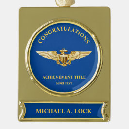 Marine Aviator / Flüge von Gold Custom Banner-Ornament Gold