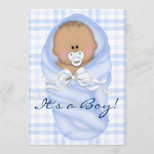 Marine-Baby-Blau-Gingham-Baby-Duschen-Einladungen Einladung