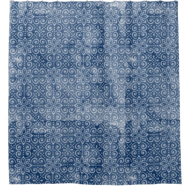 Marine-Batik-Duschvorhang Duschvorhang (Vorderseite)