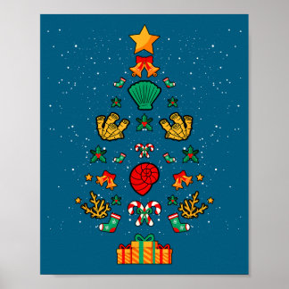 Marine Biologist Biology Seashells Corals Christma Poster