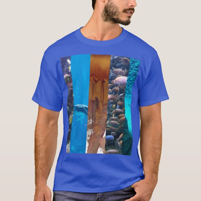 MARINE BIOLOGY COLLAGE on Blue TeeShirt T-Shirt (Vorderseite)