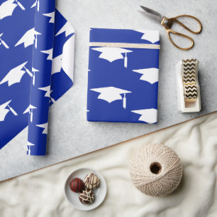 Marine-Blau-Abschluss bedeckt Muster - Abschluss Geschenkpapier