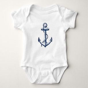 Marine-Blau-Anker Baby Strampler