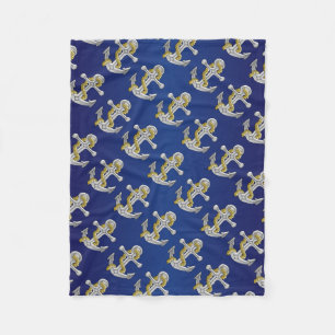 Marine-Blau-Anker Fleecedecke