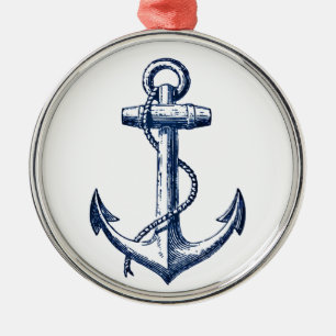 Marine-Blau-Anker Silbernes Ornament