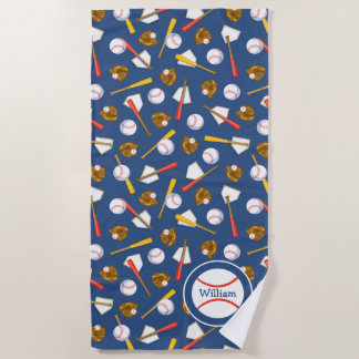 Marine-Blau-Baseball themenorientiert Strandtuch