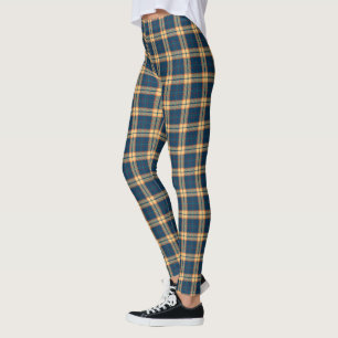 Marine-Blau-Gelb Madras kariert Leggings