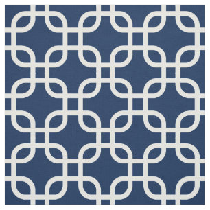 Marine-Blau-geometrisches Verbindungs-Muster Stoff