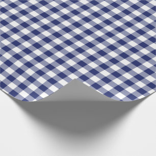 Marine-Blau-Gingham-Karo-Muster Geschenkpapier