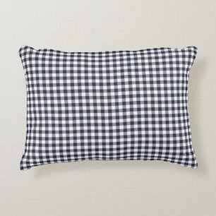 Marine-Blau-Gingham-Muster-Akzent-Kissen Zierkissen