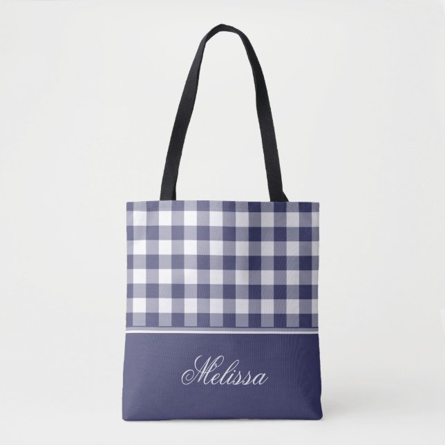 Marine-Blau-Gingham | personalisiert (Vorderseite)