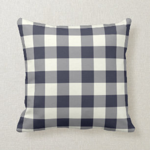 Marine-Blau-Gingham-Wurfs-Kissen Kissen