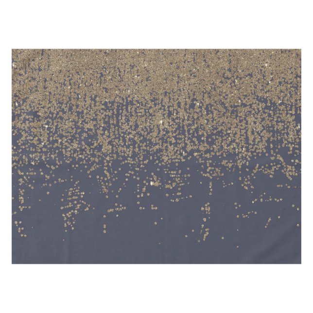 Marine-Blau-Goldfunkelnd Glitzer Ombre Tischdecke (Vorderseite (Horizontal))