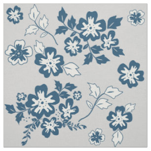 Marine-Blau-, Graues und weißesblumenmuster Stoff