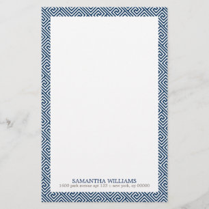 Marine-Blau-griechisches Schlüsselmuster Briefpapier