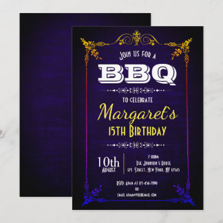Marine-Blau GRILLEN Geburtstags-Party laden ein Einladung