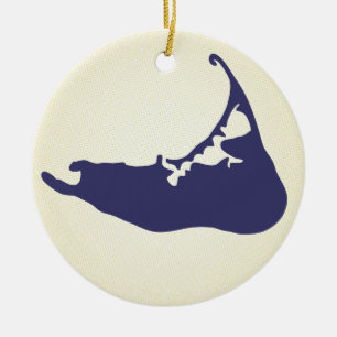 Marine-Blau-Karte von Nantucket Insel, Keramik Ornament