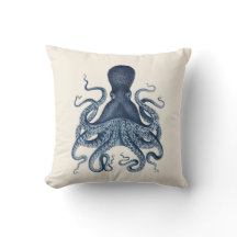 Marine-Blau-Kraken-Illustration auf Creme