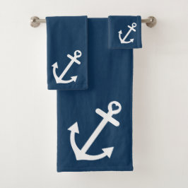 Marine-Blau-Liebe-Anker nautisch Badhandtuch Set