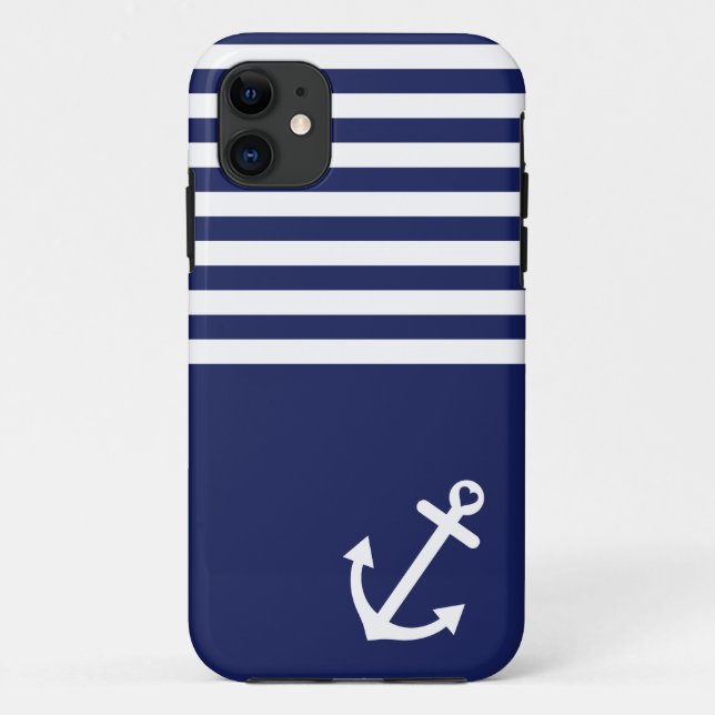 Marine-Blau-Liebe-Anker nautisch Case-Mate iPhone Hülle (Rückseite)