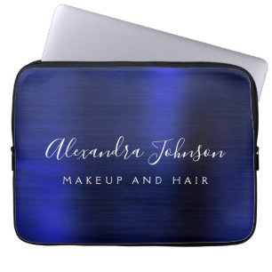 Marine-Blau-metallisches Monogramm-Geschäft Laptopschutzhülle
