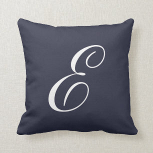Marine-Blau-Monogramm-Kissen des Buchstabe-E Kissen
