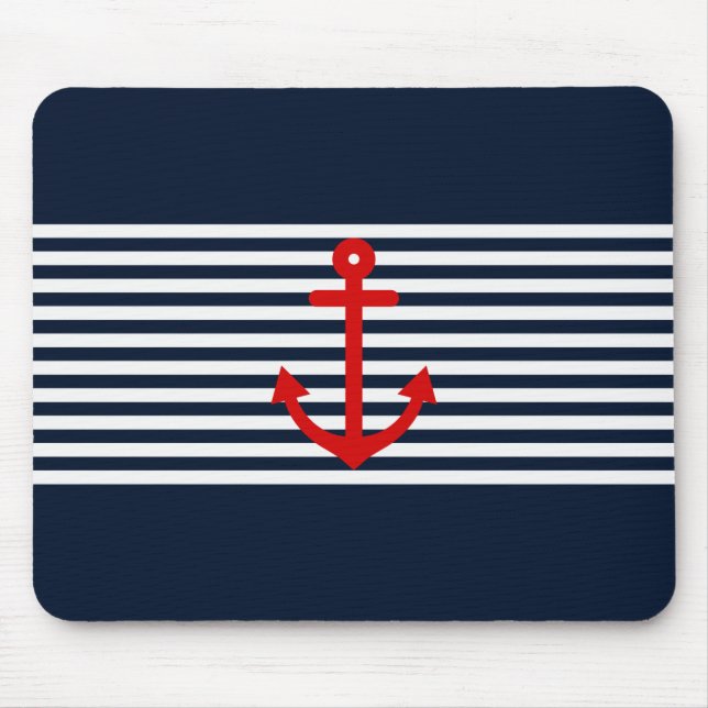 Marine-Blau nautisch Mousepad (Vorne)