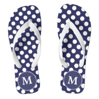 Marine-Blau Polka-Punkt mit Monogramm Purzelbäume