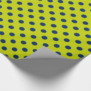 Marine-Blau-Polka-Punkte auf Limonem Grün Geschenkpapier
