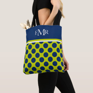 Marine-Blau-Polka-Punkte auf Limonem grünem