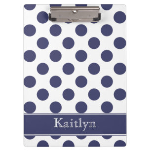 Marine-Blau-Polka-Punkte personalisiert Klemmbrett