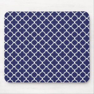 Marine-Blau Quatrefoil Mousepad